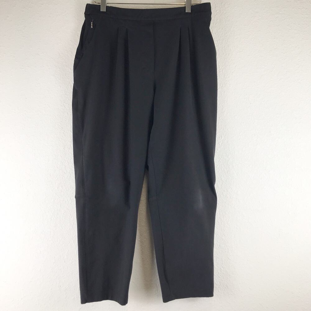 Lululemon Essential High Rise Trouser Pant Black Athleisure Zip Pocket Size 12